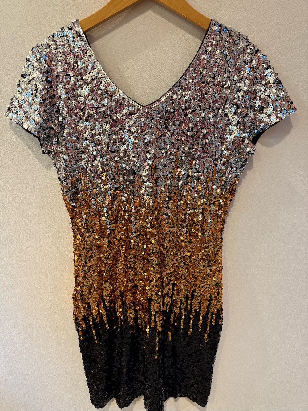 Women’s Sequin Glitter Short Sleeve Dress XL